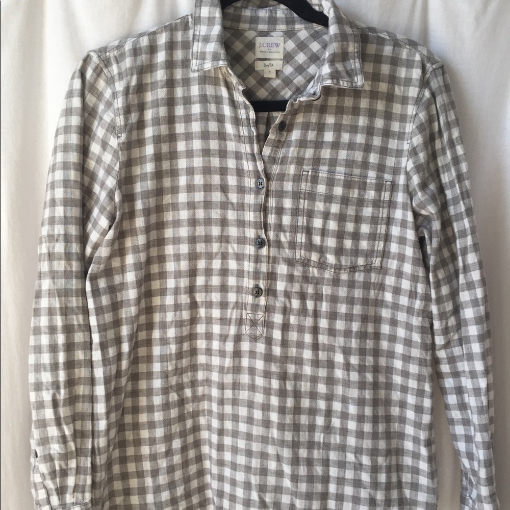 ✨ Jcrew Grey and White Gingham Top